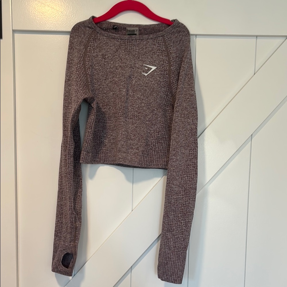 Gymshark Women's Purple/Gray Cropped Long Sleeve Top